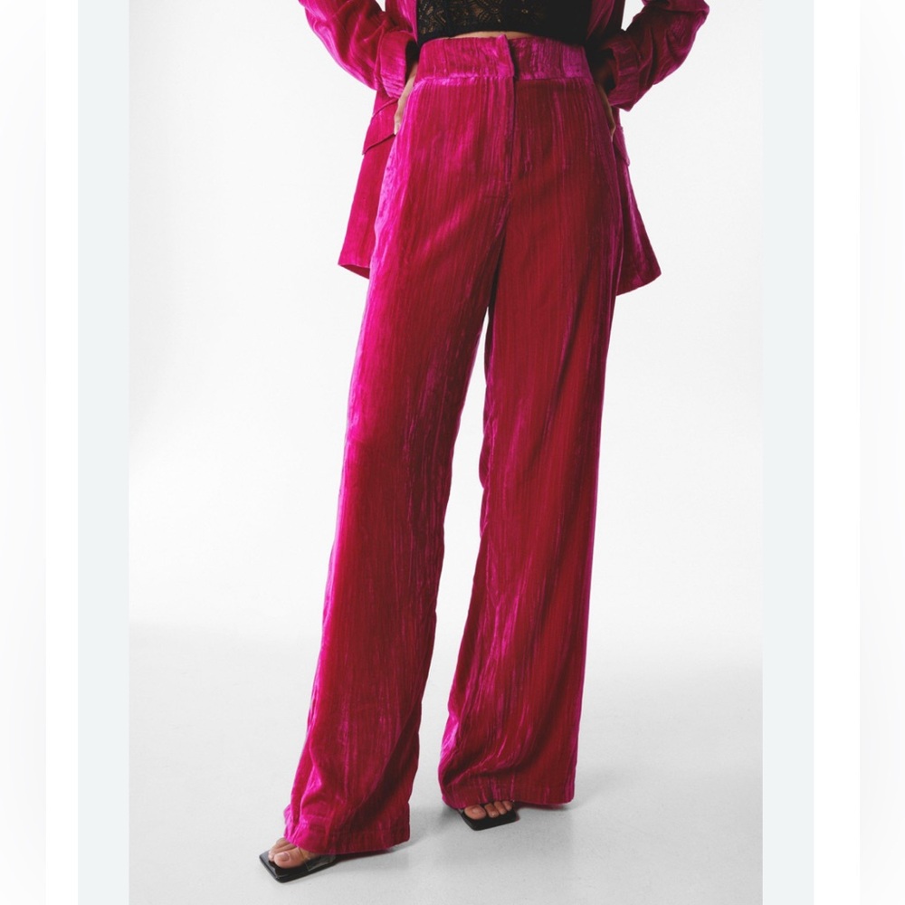 NastyGal Crushed Velvet Wide Leg Pants